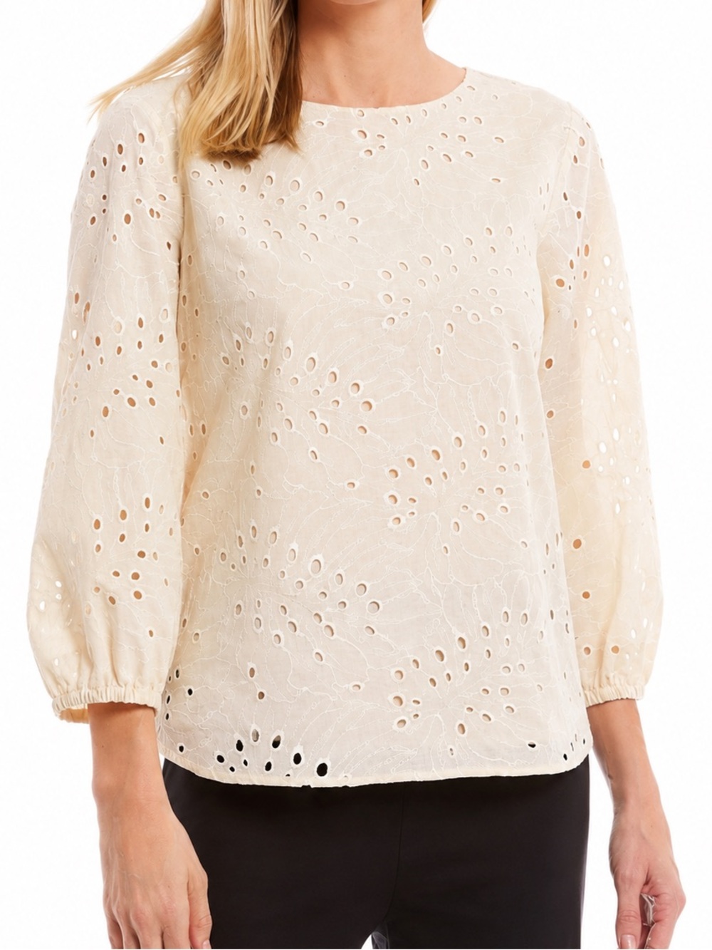 Preston & York Eyelet Blouse in Cream